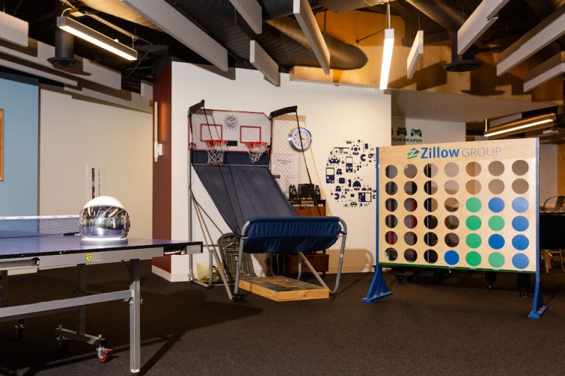 game room zillow office tour
