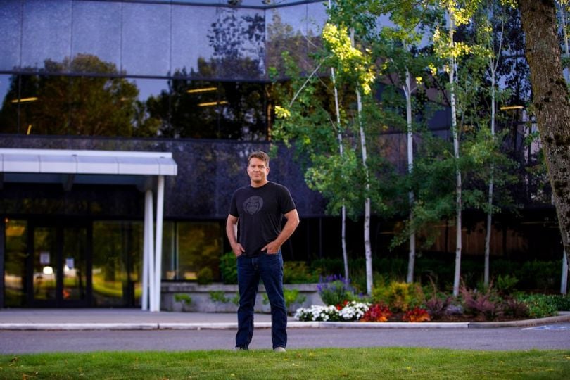 CEO Harold Ryan in front of ProbablyMonster's new HQ