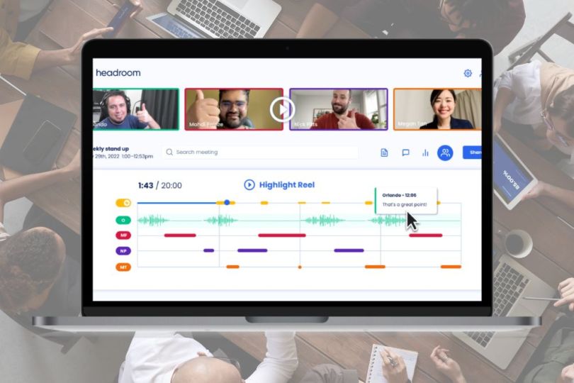 Headroom automatically creates searchable notes and highlights of any meeting.