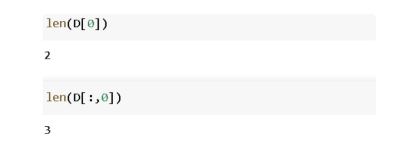 Length of a row and column for matrix D. 
