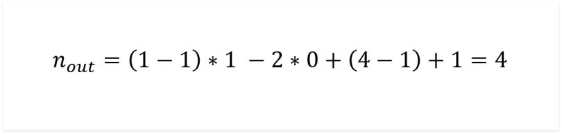 Equation for a transposed convolution.