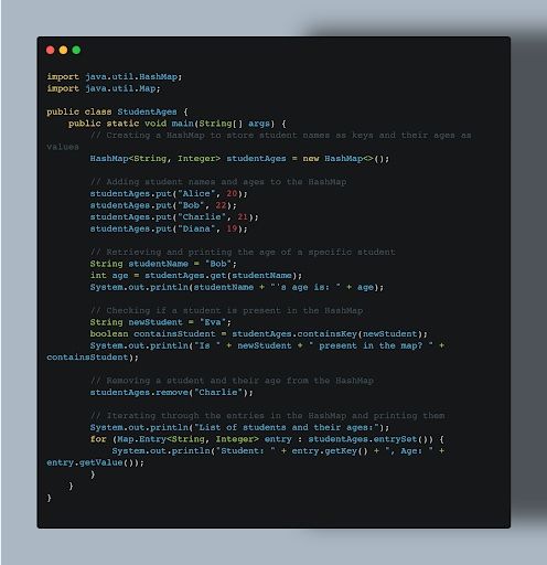 HashMap in Java code example.