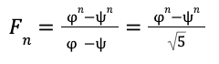 Fibonacci sequence formula