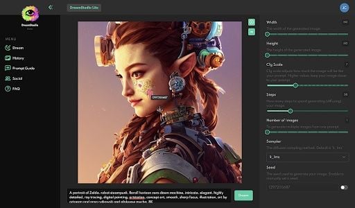 Dreamstudio image screenshot