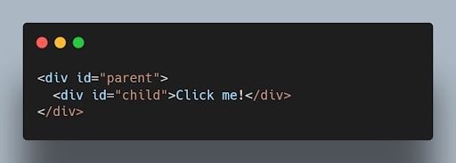 JavaScript code with event bubbling.