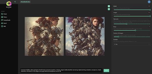 Two images generated with Dreamstudio