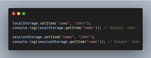 JavaScript localStorage and sessionStorage code comparisons.