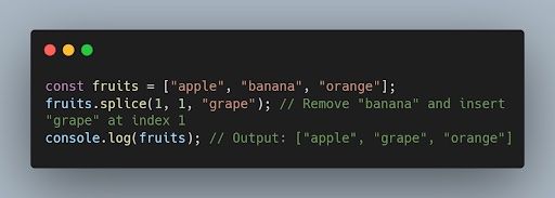 JavaScript splice() function code example.