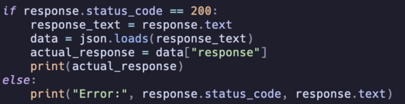 Extracting a response from the JSON object.