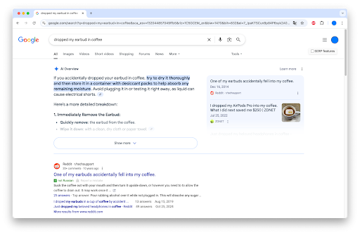 AI overview sourcing from Reddit