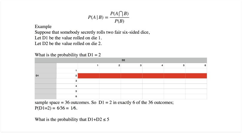 Conditional probability example.