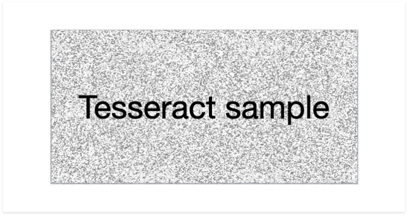 The words "Tesseract sample" in large characters and with a distorted background.