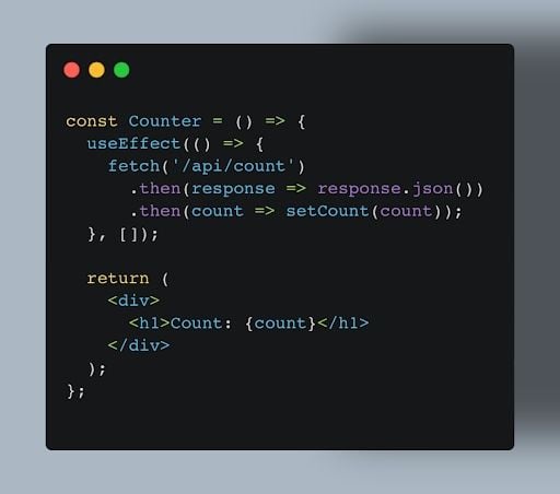 useEffect hook code example.