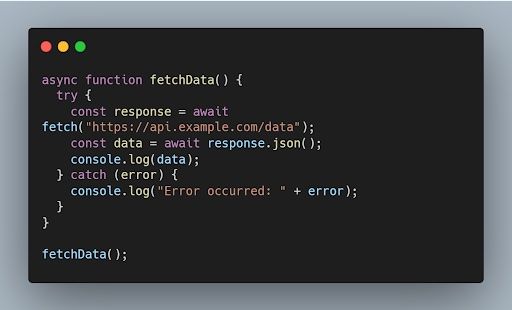 JavaScript async and await function code example.