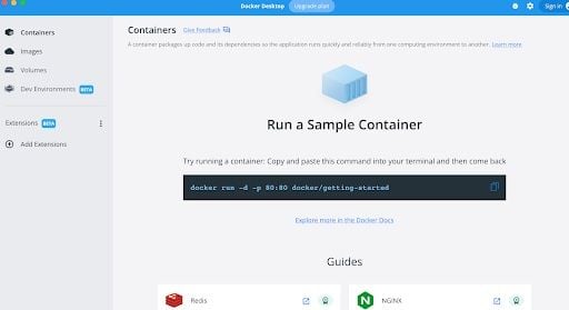 run a sample container on mac screenshot