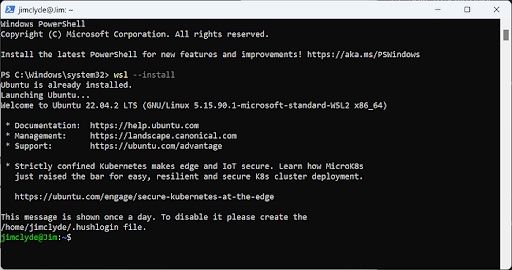 Code from running the command wsl - install in Powershell