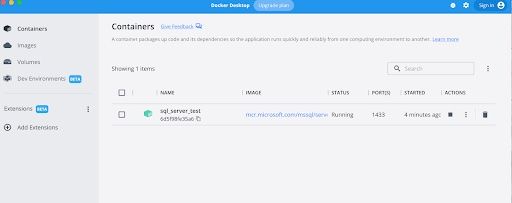 containers running on docker screenshot