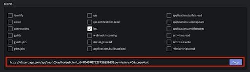 Discord bot url screenshot