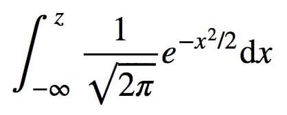 z-table value equation with cumulative distribution function