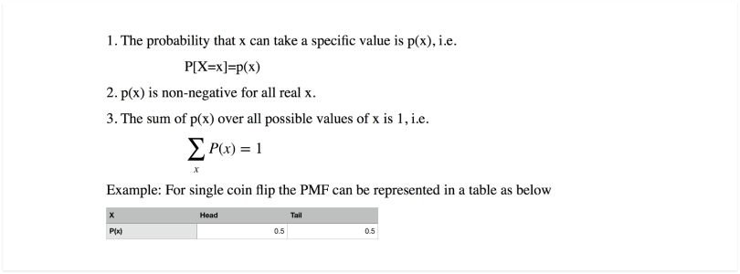 Discrete probability distribution example.