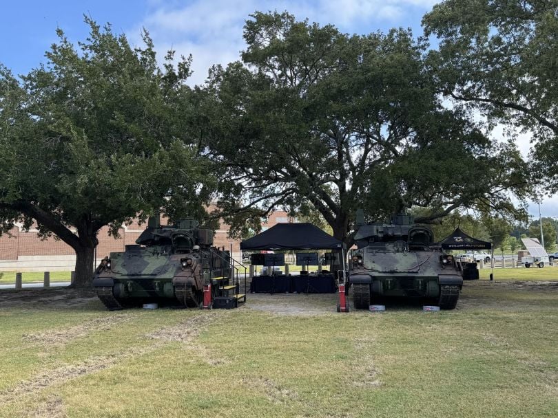 Two BAE Systems armored vehicles on display during the annual Maneuver Warfighter Conference