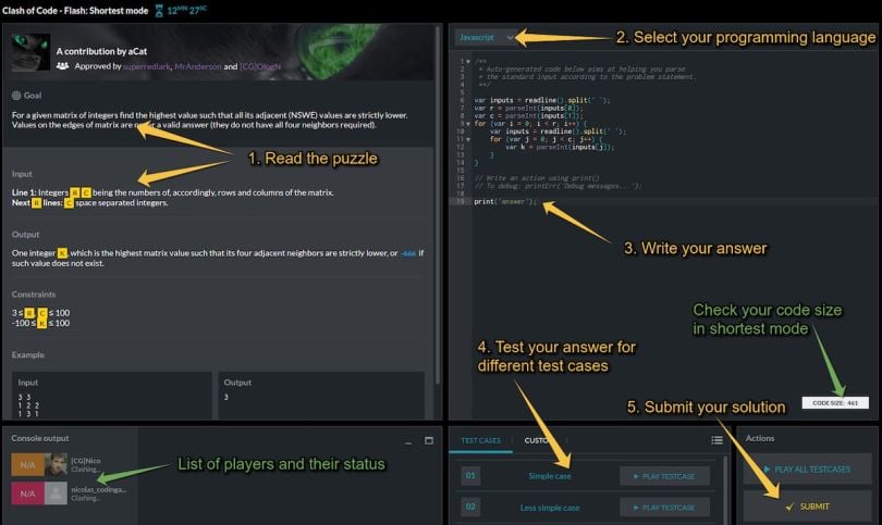 Screenshot of Clash of Code game.