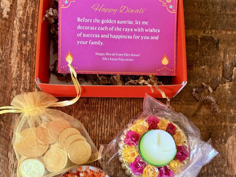 Gift box and content sent to Ellevation team members to celebrate Diwali. 