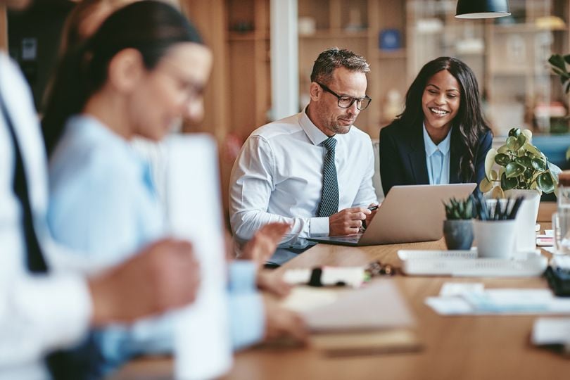 Team members working in an office