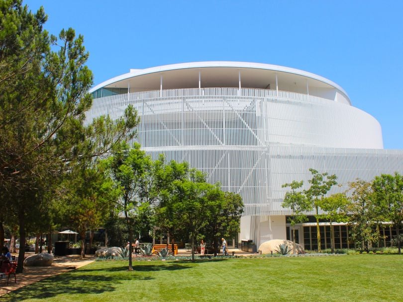 External view of a building at NBCUniversal's sustainable corporate campus in California