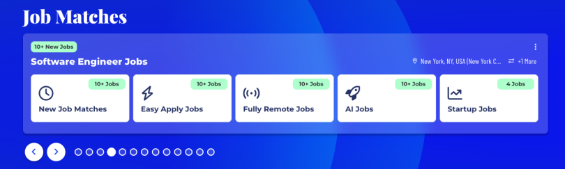 job match mode featuring specific filtered options for job matches