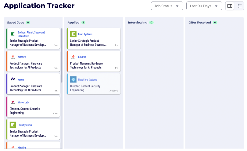 kanban board featuring product 