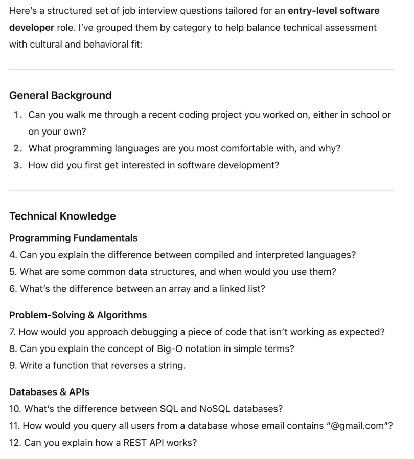 ChatGPT job interview questions