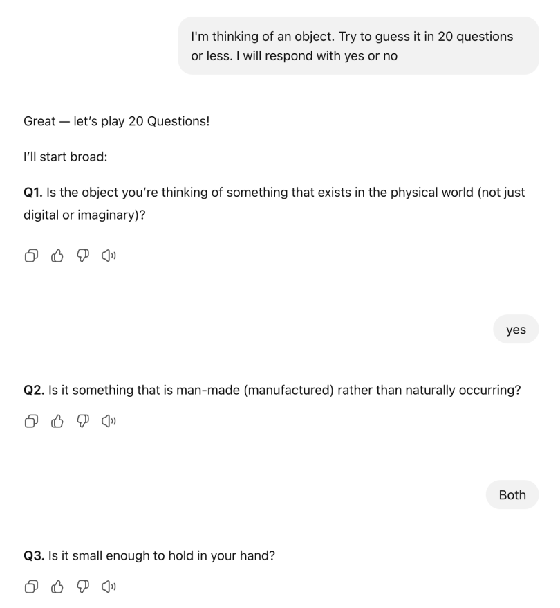 ChatGPT playing 20 questions