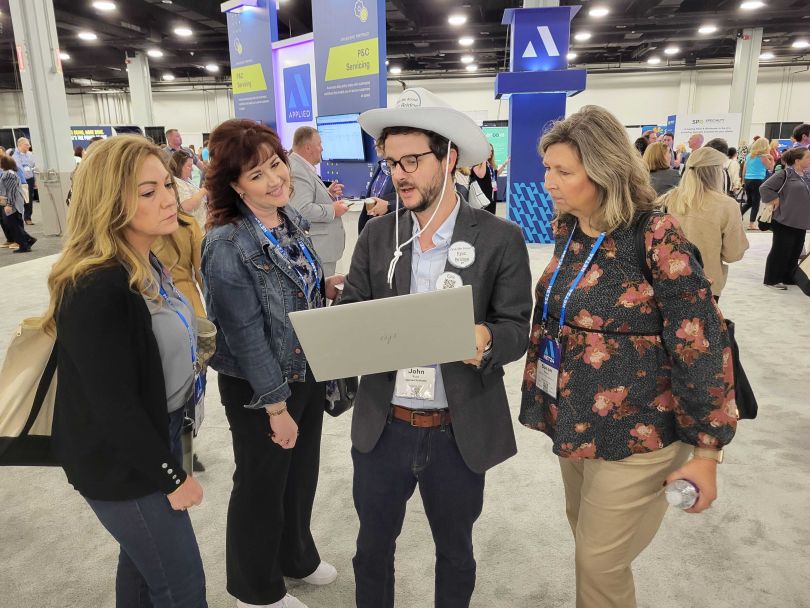 Showing off the email summarization tool at an event 