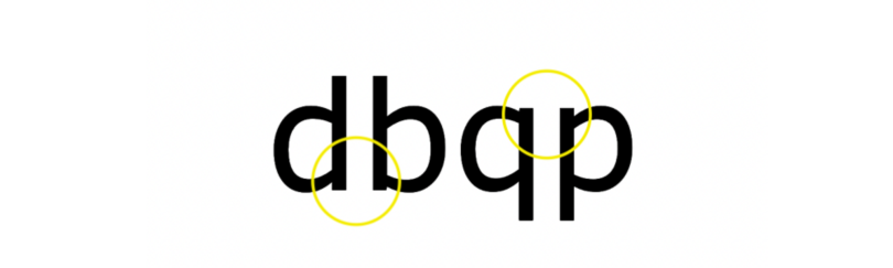The lowercase letters of a sans-serif font positioned next to each other, revealing how they are exact mirrors of each other.