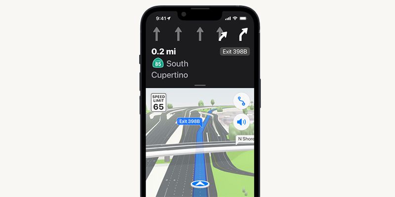 A screenshot of the Apple Maps GPS App.