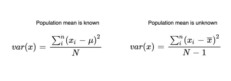 variance formulas