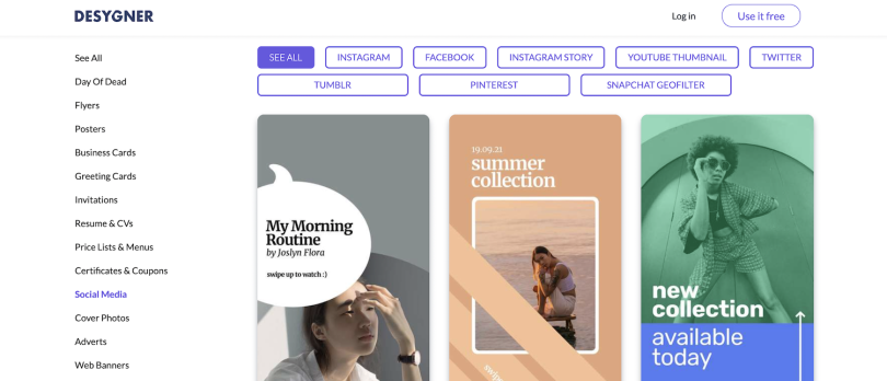 Desyner landing page.