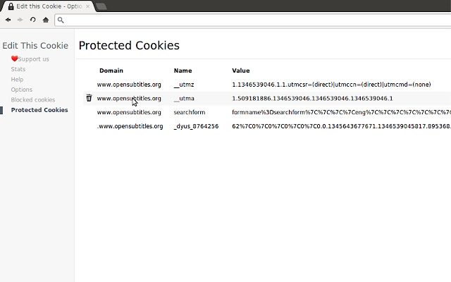 EditThisCookie screenshot
