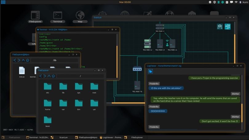 Screenshot of the Grey Hack game.