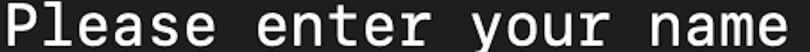 An output reading "Please enter your name."