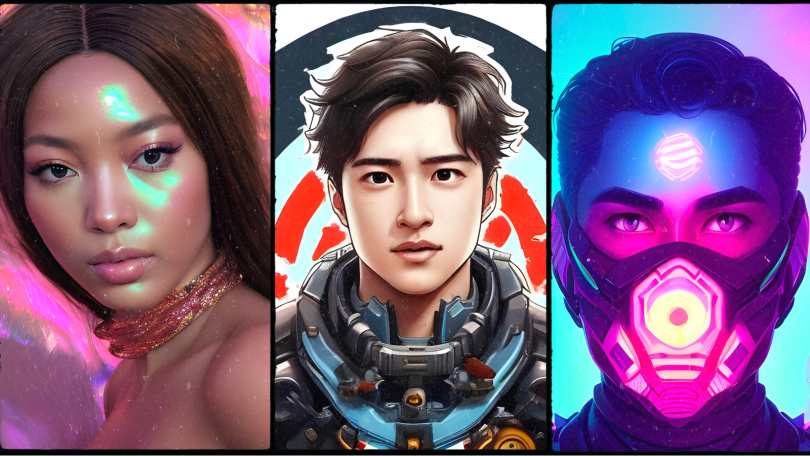 three variations of Lensa AI avatars
