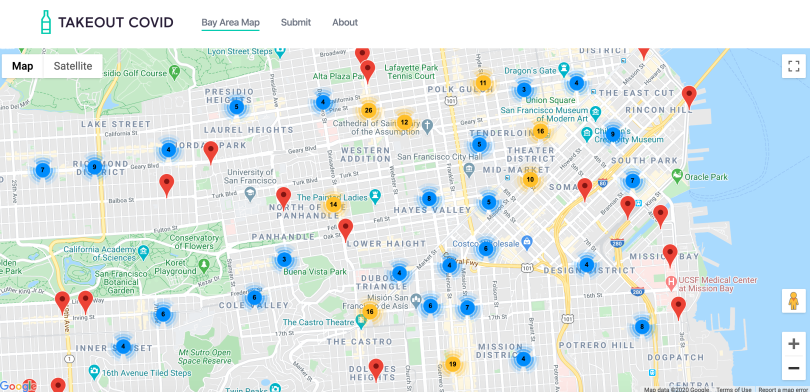 The Takeout COVID Bay Area map