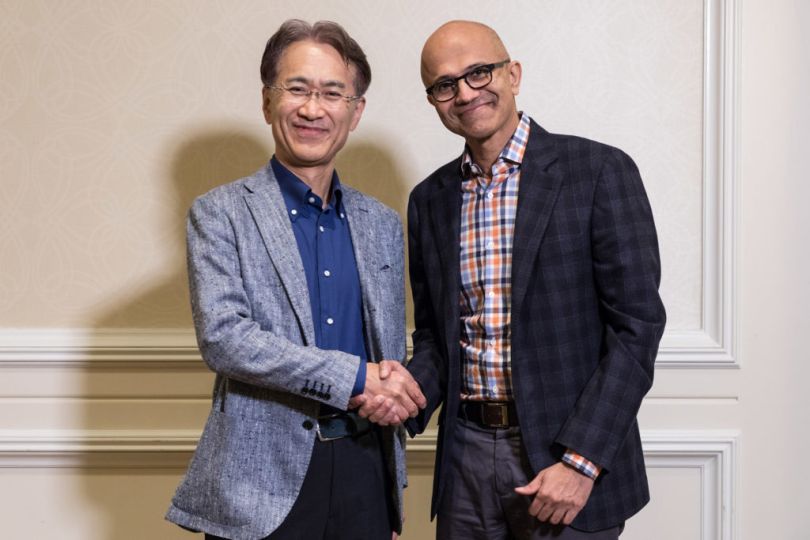 Kenichiro Yoshida, President and CEO, Sony Corporation and Satya Nadella, CEO, Microsoft