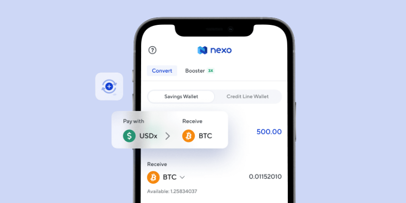 Screenshot of the Nexo website.