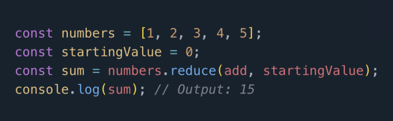 code to pass an initial value in javascript reduce