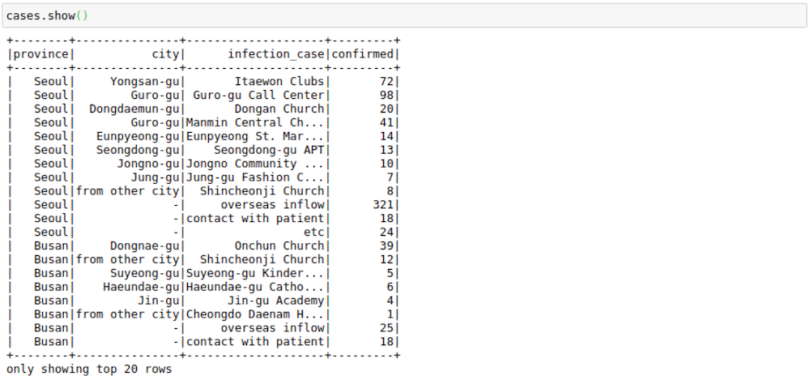 A Jupyter Notebook displaying data
