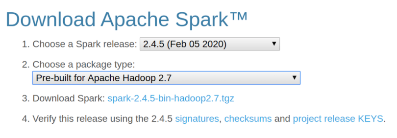 A screenshot of the Spark download link