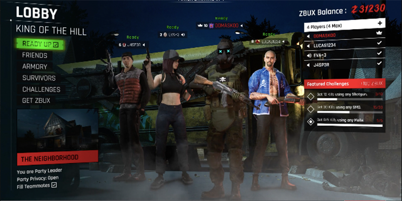 Screenshot of the Undead Blocks game showing its starting lobby.