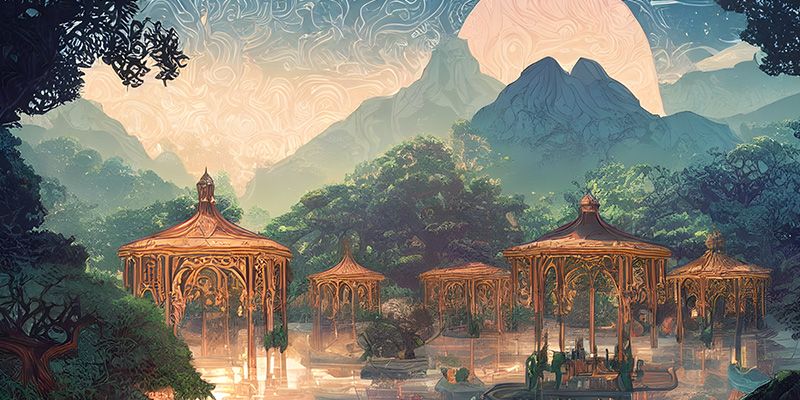 An image of the " Enchanted Kingdom of Sinbad" created by the AI art generator, Starry AI.